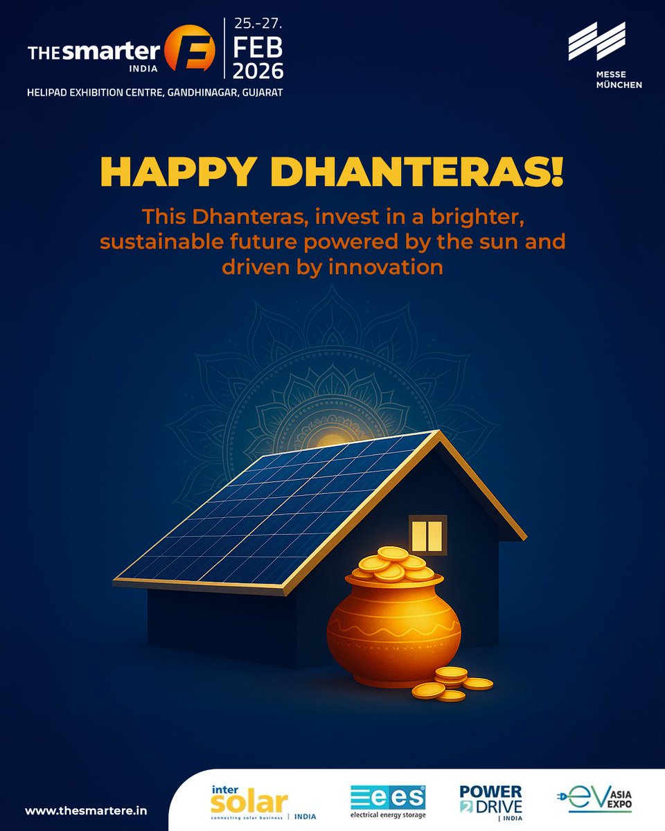 ThesmarterEInd's tweet image. From gold that glitters to energy that empowers — may this Dhanteras bring light, growth, and green prosperity.

#Dhanteras #SmartE #SustainableEnergy #CleanEnergy #RenewableFuture #SolarPower #GreenFuture #Innovation