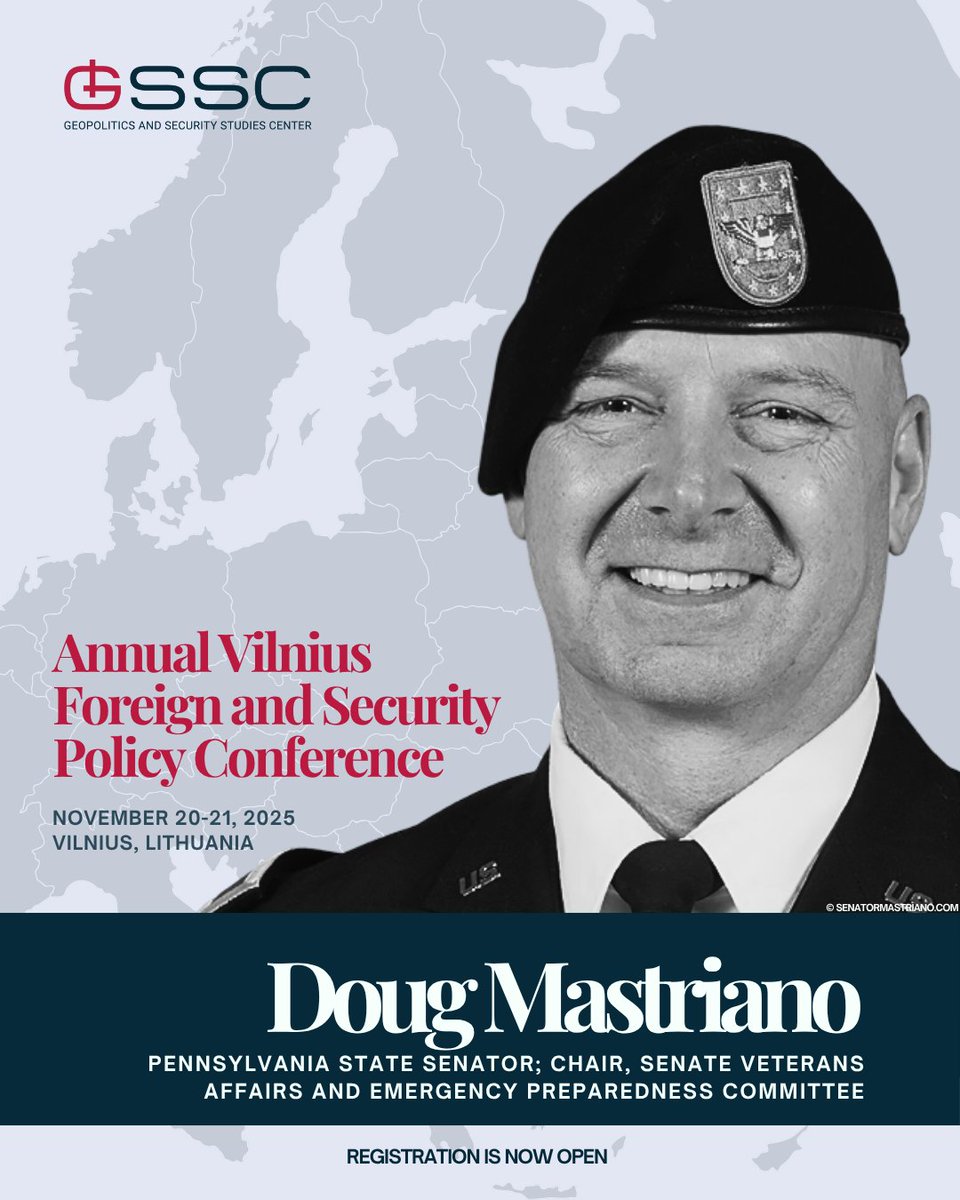 Geopolitics and Security Studies Center (@gssc_lt) on Twitter photo From military service to the state senate - a voice shaped by leadership and duty.🪖
<a href="/SenatorDougM/">Doug Mastriano</a> , Pennsylvania State Senator and Chair of the Senate Veterans Affairs and Emergency Preparedness Committee, brings his perspective to the Vilnius Foreign and Security Policy From military service to the state senate - a voice shaped by leadership and duty.🪖
<a href="/SenatorDougM/">Doug Mastriano</a> , Pennsylvania State Senator and Chair of the Senate Veterans Affairs and Emergency Preparedness Committee, brings his perspective to the Vilnius Foreign and Security Policy