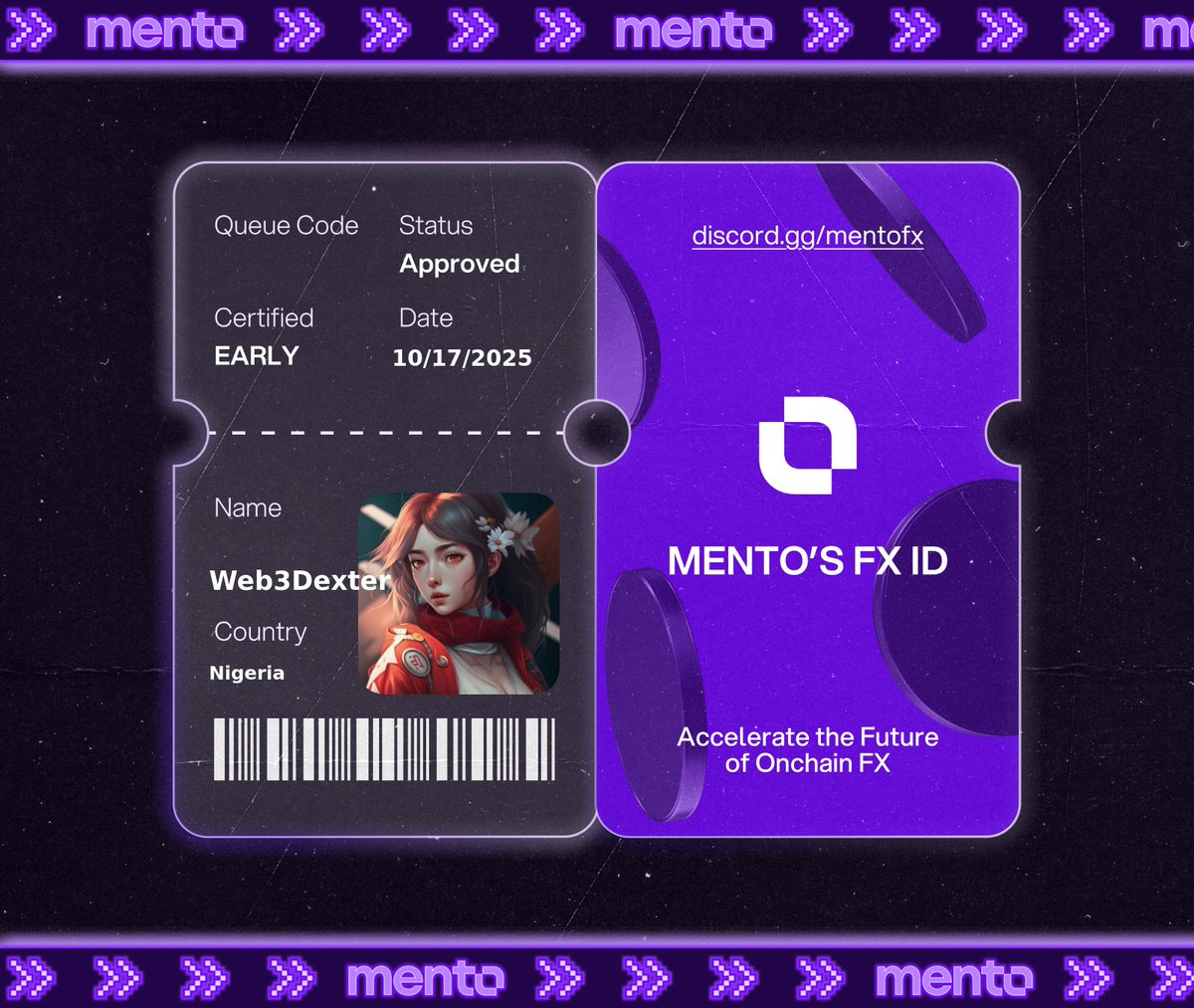 Web3__D's tweet image. Licensed to trade the internet’s FX layer. 

Claimed my FX ID on discord.gg/mentofx 

 every currency, onchain with @MentoLabs