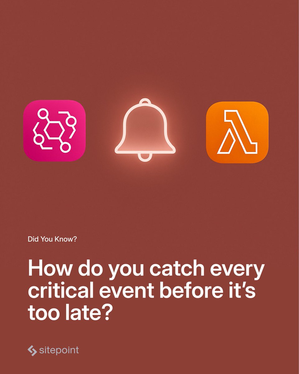 Tired of missing critical updates? Build an automated alerting pipeline with AWS EventBridge + SNS + Lambda and get notified instantly.

✅ Filter events
✅ Trigger alerts
✅ Integrate with Slack/email/SMS

Full guide 👉 sitepoint.com/alerting-pipel…

#AWS #Serverless #DevOps