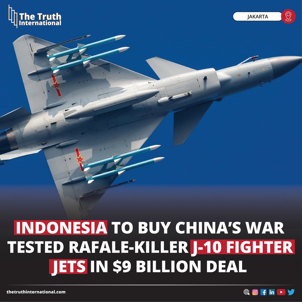 ttimagazine's tweet photo. Indonesia to Buy China’s war-tested Rafale-killer J-10 Fighter Jets in $9 Billion Deal
FOR MORE INFO: https://t.co/TaIJiF6WR0
#MilitaryWeapons #Indonesia #Buy #China #WarTested #RafaleKiller #J10FighterJets #Deal #JAKARTA #TTI https://t.co/FoPqJMQ9yA