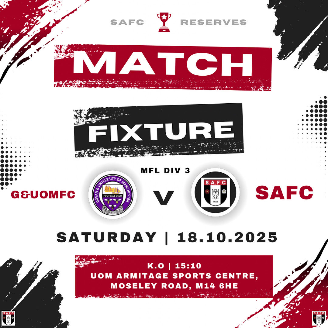SpringheadAFC's tweet image. ‼️ NEXT UP ‼️ 

The reserves  are away vs Govan and University of Manchester FC reserves - KO 3:10pm

Get down and support the lads if you can!💪🏼

#UpTheHead
🇾🇪🔴⚫️