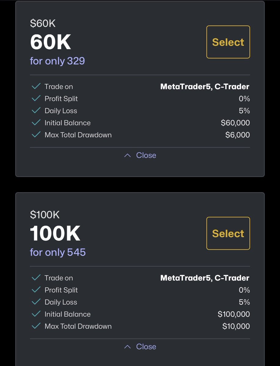 khalil_yks's tweet image. 🚀 Ready to turn your skills into REAL capital?
Get $100K funding for $545 or $60K for $329 with The5ers HighStakes!
⚡ Fast evaluation
💵 Real payouts
🔥 Big capital, small cost
9 years strong. 💪
Zero payout denials. ✅
Trade on MT5 / cTrader.
It’s your time to scale up. 📈…