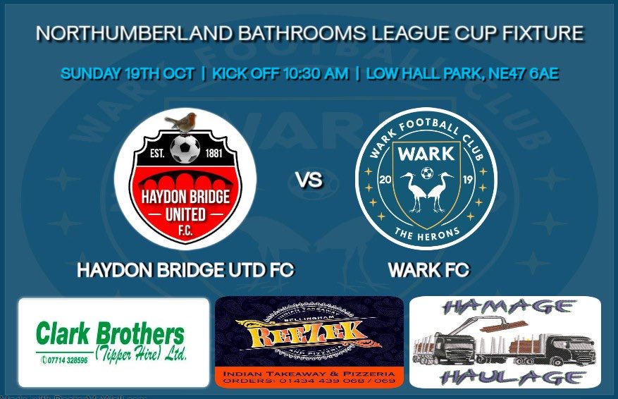 League cup tie this Sunday, away to Haydon Bridge! 🔵⚪️🔵⚪️