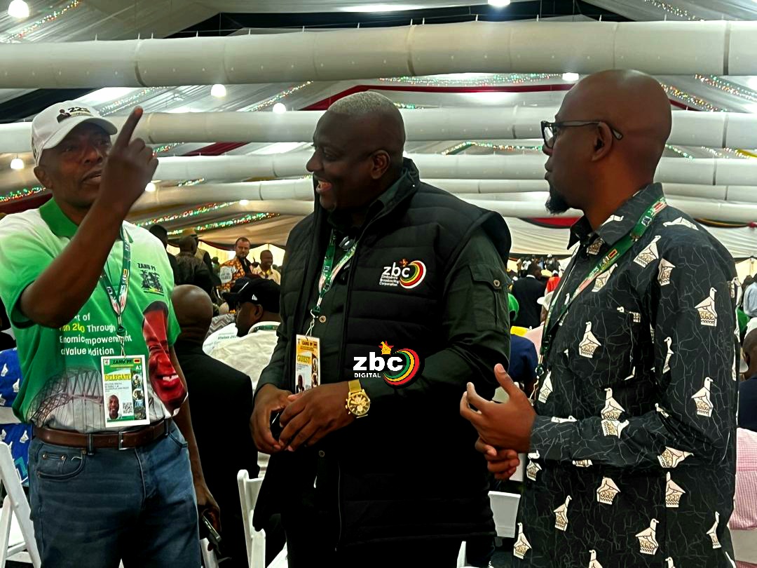 ZBC CEO Mr. Sugar Chagonda, News Editor Mr. Ian Zvoma and Former Chegutu West legislator &amp; ZANU PF Central Committee member Dexter Nduna sharing a lighter moment at the ZANU PF Conference

#ZBCDigital
#Manicaland
#Mutare 
#ZANUPFConference