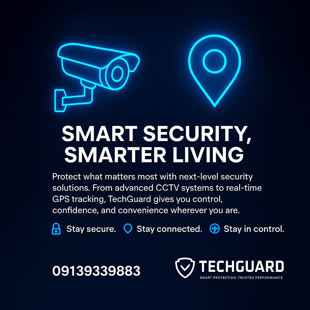TechGuardNg's tweet image. Smart security isn’t a luxury — it’s peace of mind you deserve.
With TechGuard, you’re always one step ahead — whether at home, at work, or on the move.

🔒 CCTV | 🚗 GPS Tracking | ⚙️ Smart Security Solutions
Your safety, powered by innovation.

📞 09139339883
