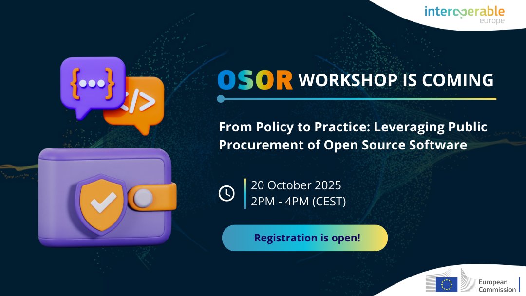 InteroperableEU's tweet image. On Monday, we have 2 concurrent events in store!

#iLab&apos;s💻introduction to the #PublicSectorWatch &amp;amp; the @OECD #InnovationPlaybook
👉link.europa.eu/M9yc9V

+

@OSOReu&apos;s workshop on integrating #OSS in public procurement
👉link.europa.eu/d3HRp6

Register for your favourite now!