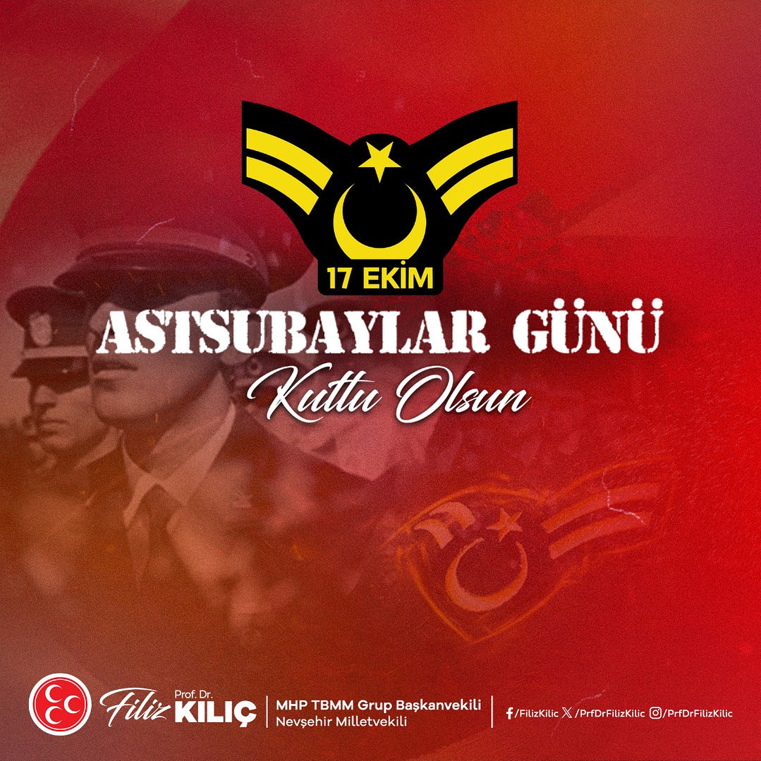 Ülkemizin huzuru ve güvenliği için gece gündüz demeden fedakârca görev yapan, vatan sevgisini her daim yüreğinde taşıyan kahraman muvazzaf ve emekli astsubaylarımızın 17 Ekim Astsubaylar Günü’nü gönülden kutluyorum.

Aziz şehitlerimize Allah’tan rahmet, kahraman gazilerimize