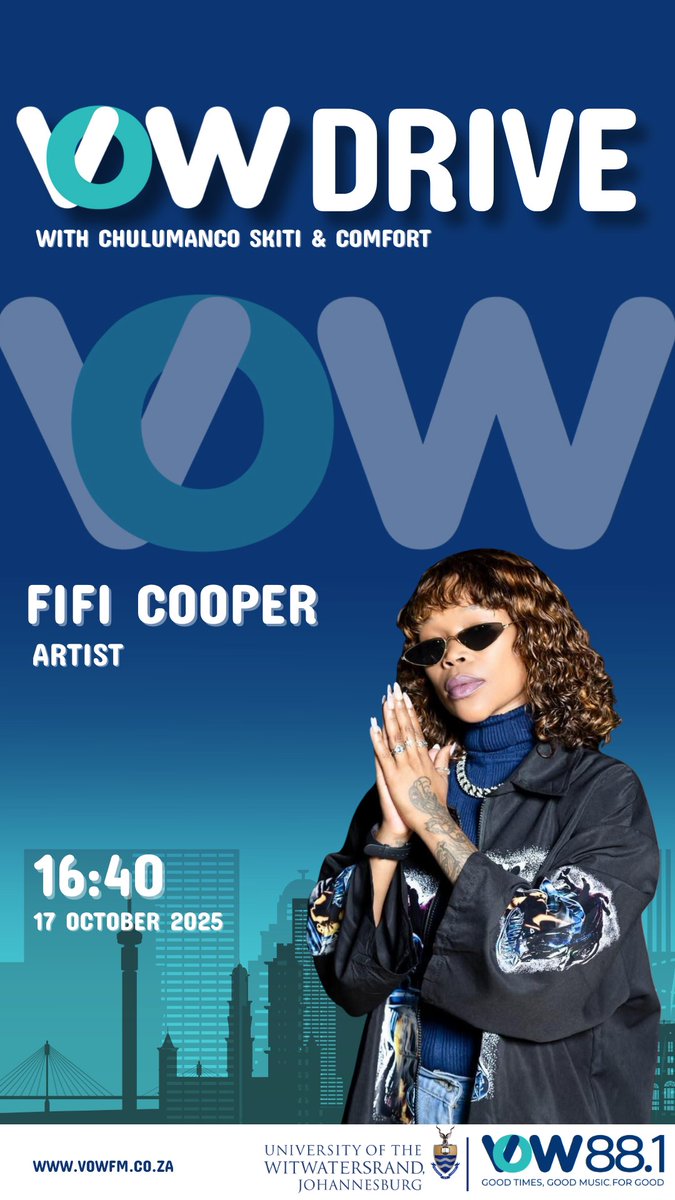 TUNE IN TODAY‼️‼️ ON VOW FM DRIVE WITH CHULUMANCO SKITI &amp; COMFORT 📻📻🎶🔥🔥🔥

TALKING ALL THINGS
* NEW MUSIC #CHAPTERSALBUM
* 20FIFI 10 YEAR ANNIVERSARY
*MTV QUEENS OF BASE
*MOCOOPER RECORDS 
* UPCOMING EVENTS AND MORE

HAVE A GREAT DAY♥️

ALBUM LINK:
vmgafrica.lnk.to/ChaptersAr
