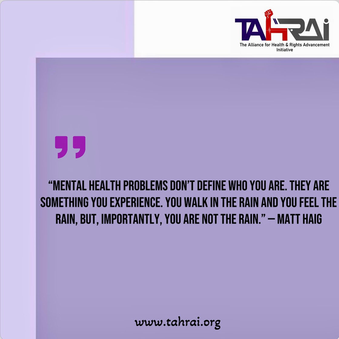 Tahrai_Nigeria's tweet image. “Mental health problems don’t define you. You walk in the rain and feel it, but you are not the rain.” — Matt Haig

Your struggles don’t define you — your resilience does. ☀️
#TAHRAInitiative #MentalHealthAwareness #YouAreNotTheRain