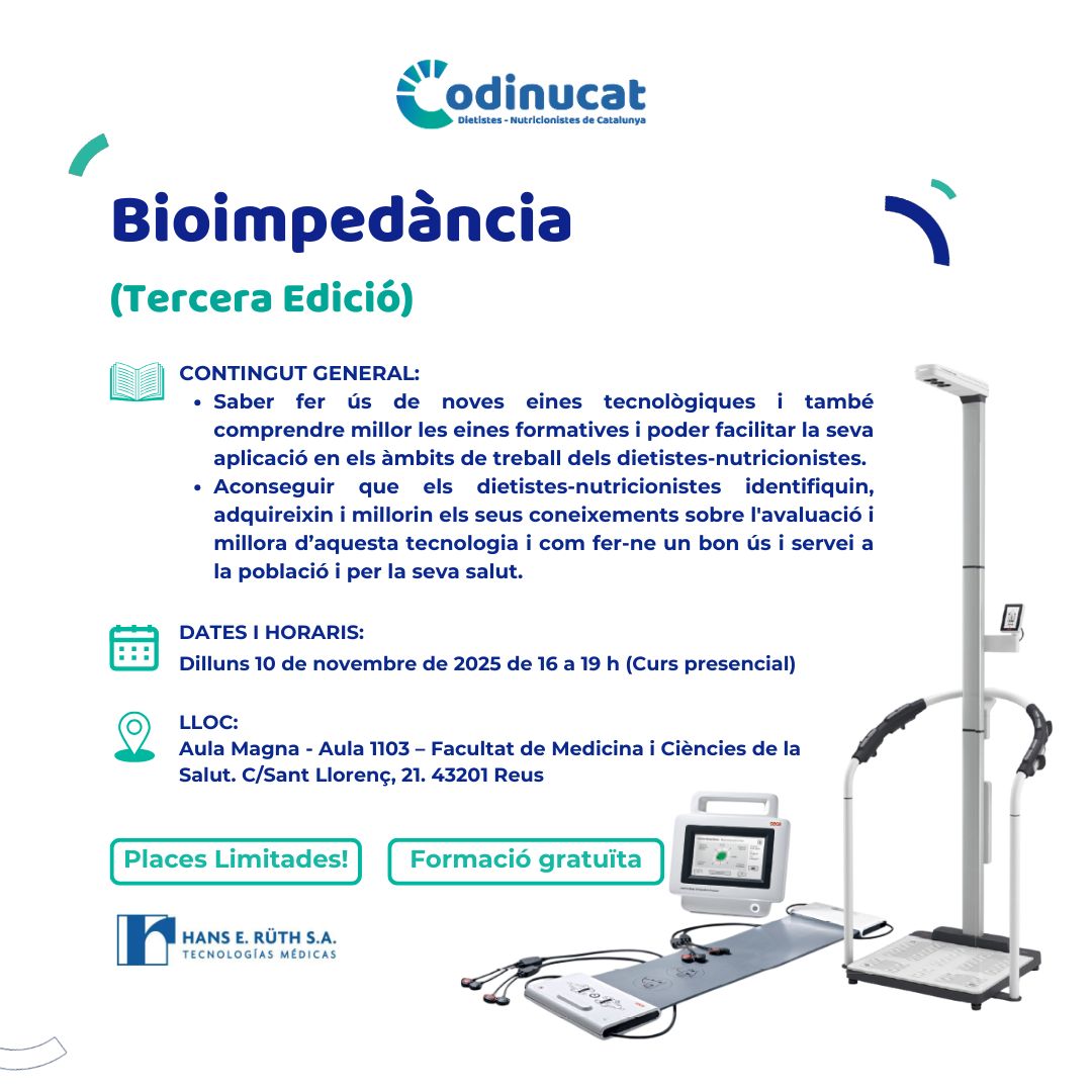 📚 Bioimpedància (Tercera Edició)

🔗 No deixis escapar aquesta oportunitat! 
codinucat.cat/formacio-propi…