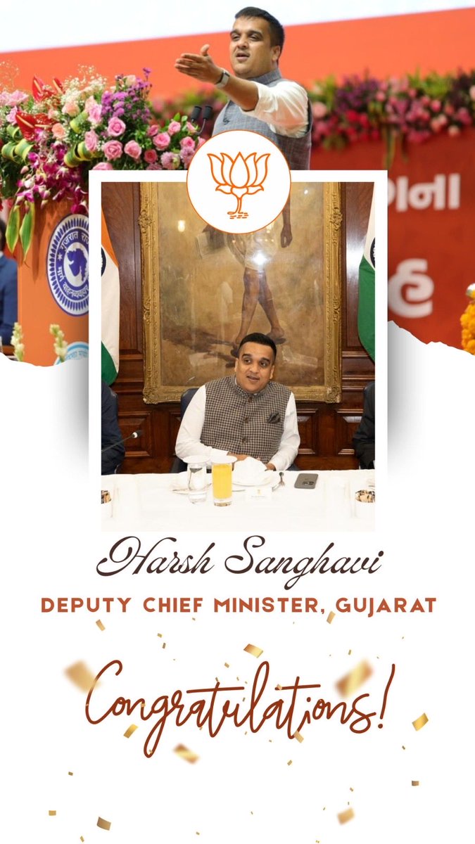 shivybjp's tweet photo. મજૂરા વિધાનસભા ના હૃદય સમ્રાટ શ્રી હર્ષભાઈ સંઘવીજી ને ગરવી ગુજરાતના નાયબ મુખ્યમંત્રી તરીકે શપથ લેવા બદલ ખૂબ ખૂબ અભિનંદન…👑💐
@iharshsanghavi https://t.co/oeZMS8sM2p