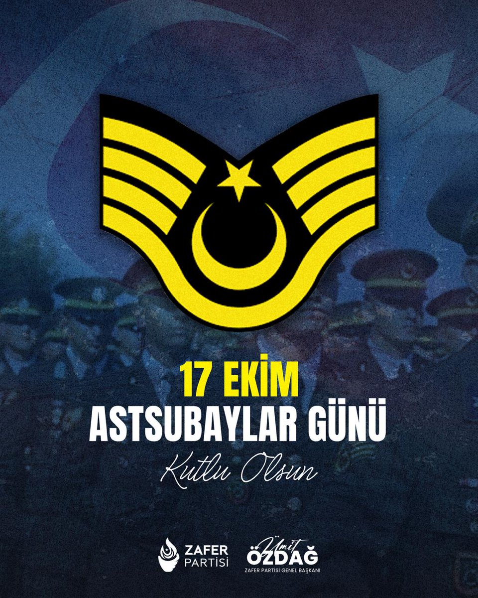 Ümit Özdağ (@umitozdag) on Twitter photo Türk Silahlı Kuvvetleri'nin şerefli ve fedakâr mensupları olan Astsubaylarımızın Dünya Astsubaylar Günü'nü kutluyorum.
Bu vesileyle devletin ve milletin bekası için şehit ve gazi olan kahramanlarımızı rahmet ve minnetle anıyorum.
<a href="/zaferpartisi/">Zafer Partisi</a> Türk Silahlı Kuvvetleri'nin şerefli ve fedakâr mensupları olan Astsubaylarımızın Dünya Astsubaylar Günü'nü kutluyorum.
Bu vesileyle devletin ve milletin bekası için şehit ve gazi olan kahramanlarımızı rahmet ve minnetle anıyorum.
<a href="/zaferpartisi/">Zafer Partisi</a>