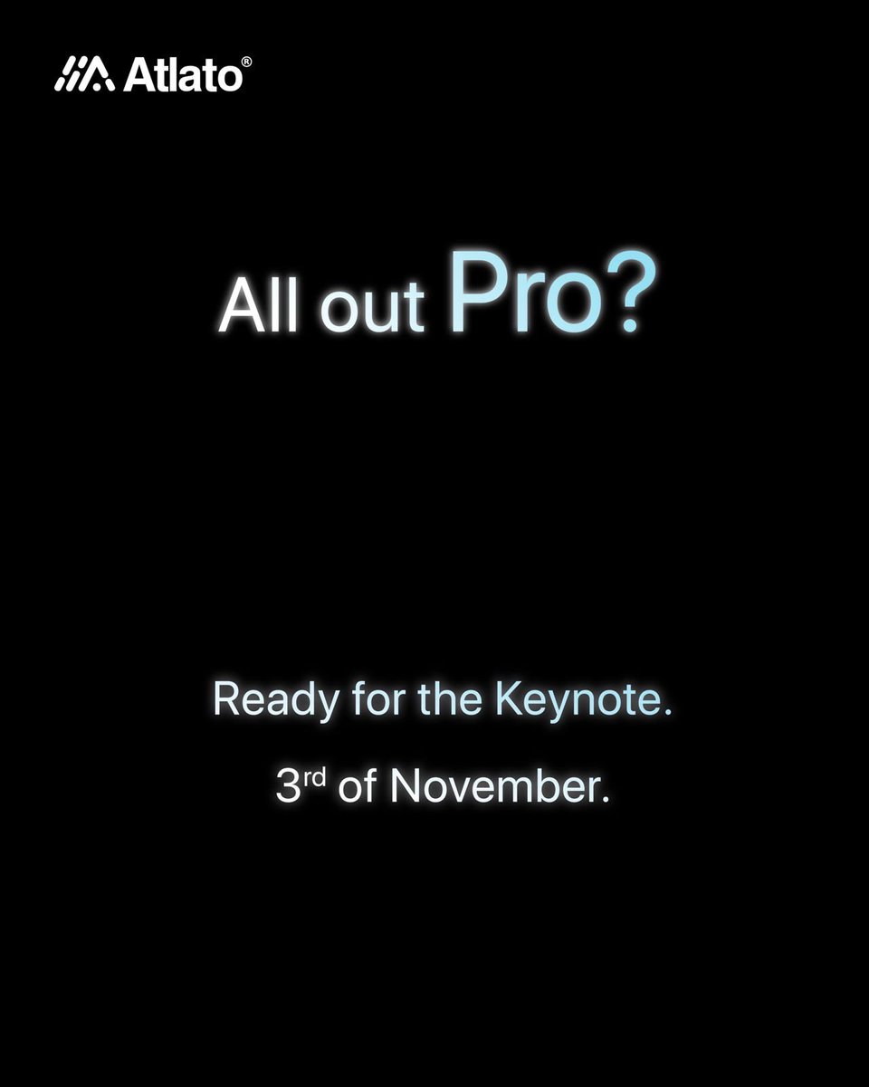_atlato_'s tweet photo. Waiting for the Pro?
The One is releasing on the 3rd of November.
#Event #Pro #Book #M5 #One #Atlato #AtlatoAI #TheKeynote #AllOutPro #SomethingNewIsComing #TuneIn https://t.co/DRd627js91