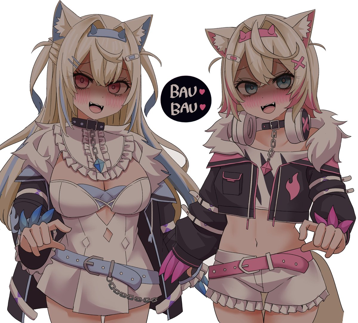 フワワ・アビスガード ,フワワ・アビスガード(通常) ,モココ・アビスガード ,モココ・アビスガード(通常) 「ヤンデレフワモコ #FUWAMOCO #FWMCpix」|みなづきのイラスト