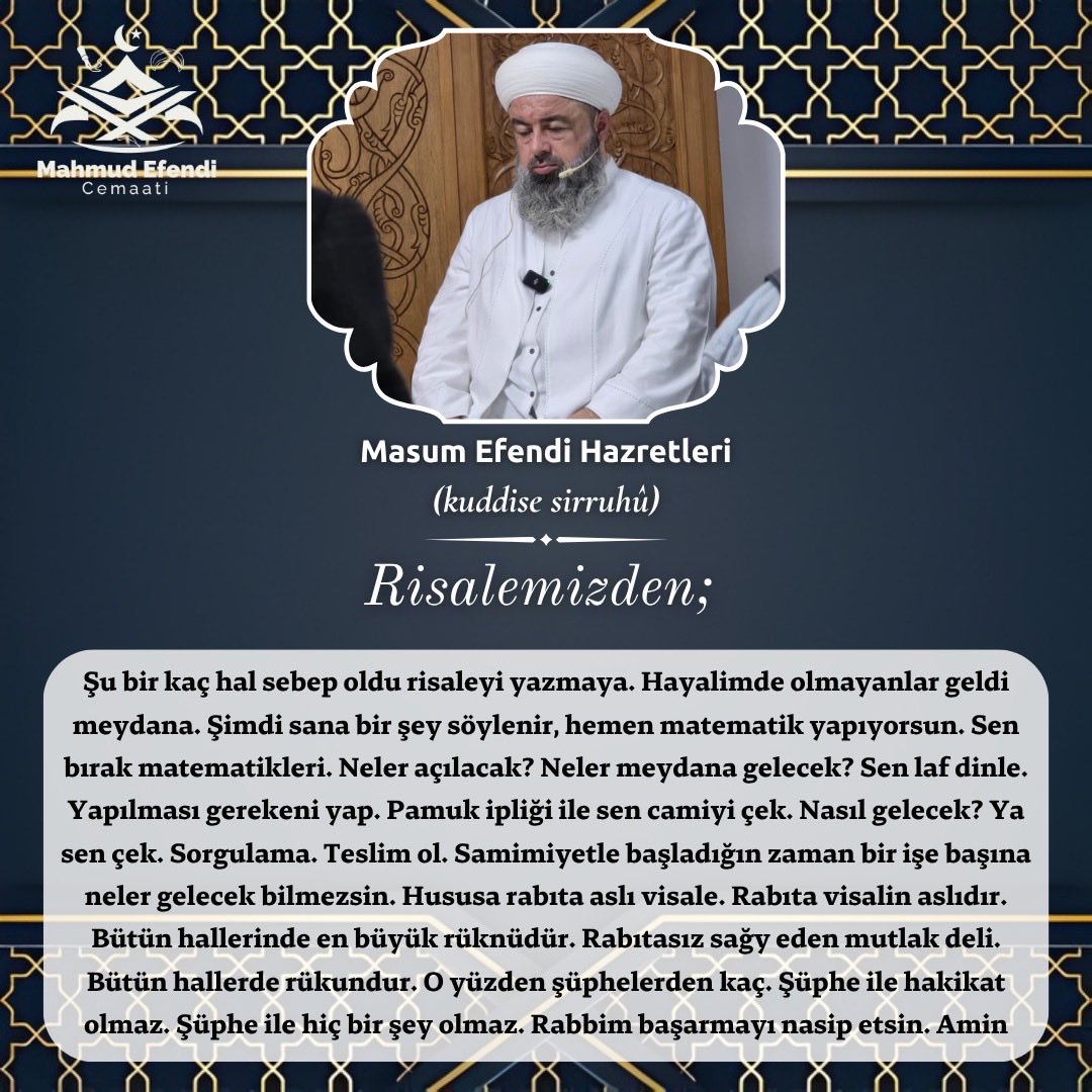 Sultanımız MasumEfendi ile risale dersimizden