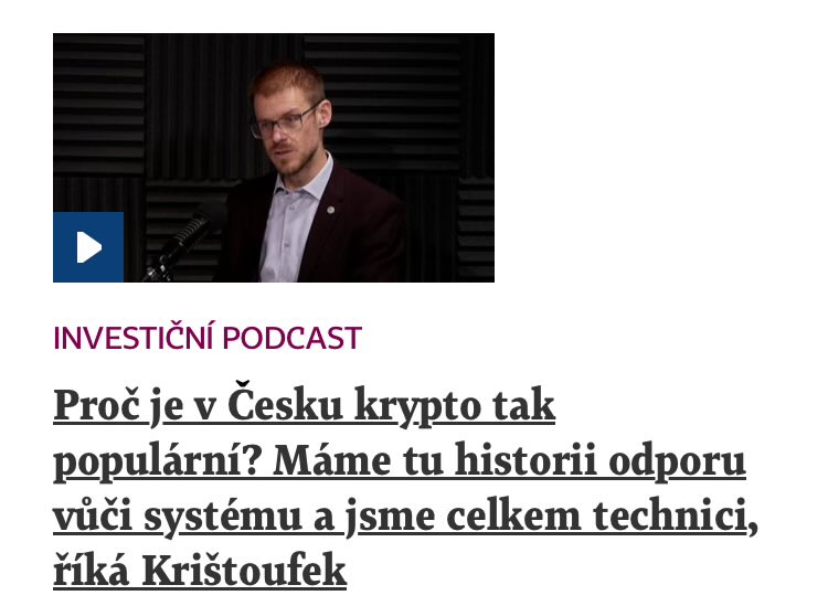 🎙️ Kampaň běží, volby se blíží… ale pořád jsem také ekonomem a odborníkem, který má co říct.

💼 V podcastu MoneyPenny <a href="/hospodarky/">Hospodářské noviny</a> jsme začali u byznysových aspektů univerzity, pak se pustili do bitcoinu, digitálních měn a také jsem si zaspekuloval, proč je krypto v Česku tak