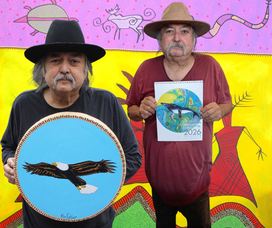 The Daily Drum

 2026 Calendar which features twelve of our "Daily Drums" for each month of the year.
These calendars are available in my recently expanded studio at 42 Legends Ave Millbrook NS. 
Drop by Alan Syliboy Art Studio Mon-Fri from 10-8pm and Sat-Sun 10-6pm