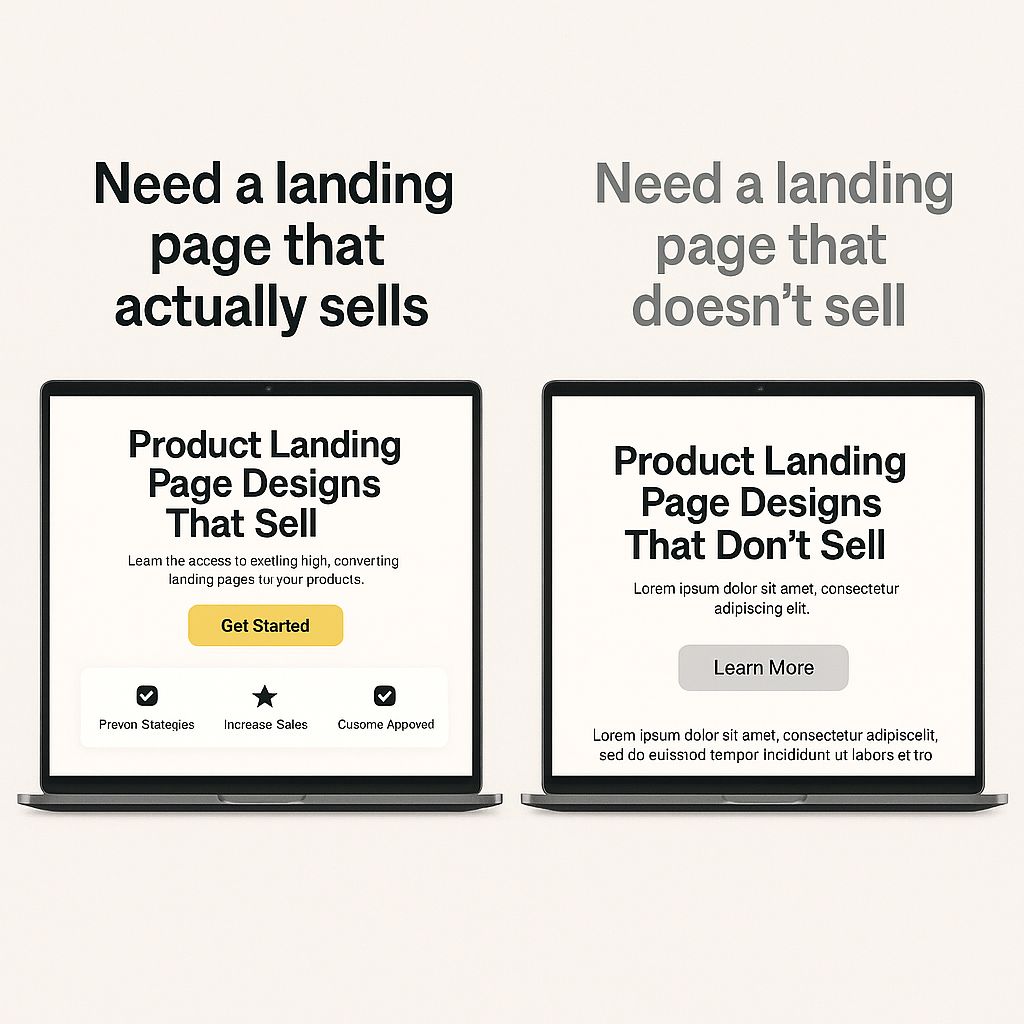 Doctor_tee112's tweet image. ✔One looks pretty, the other makes money  
✔No trust, no offer, no sales  simple
✔Your customers want to buy don’t make them guess  
✔Clarity &amp;gt; aesthe
✔Design for action, not just attention  
✔Which one’s your site closer to?

#LandingPageDesign #figma #WebDesignTips #Replo