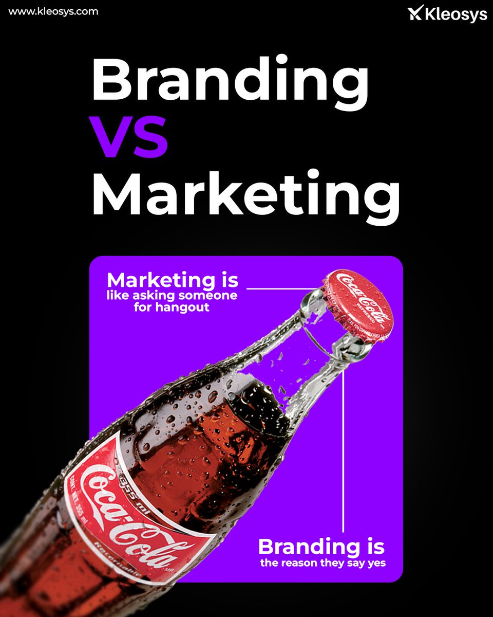 kleosys_global's tweet image. 💼Marketing gets you noticed,but branding makes you unforgettable. 
While marketing drives visibility and attracts new audiences,branding builds trust,emotions,&amp;amp; loyalty that last.🌟
When both work together,your business grows stronger than ever!🚀
#kleosys #brandingvsmarketing