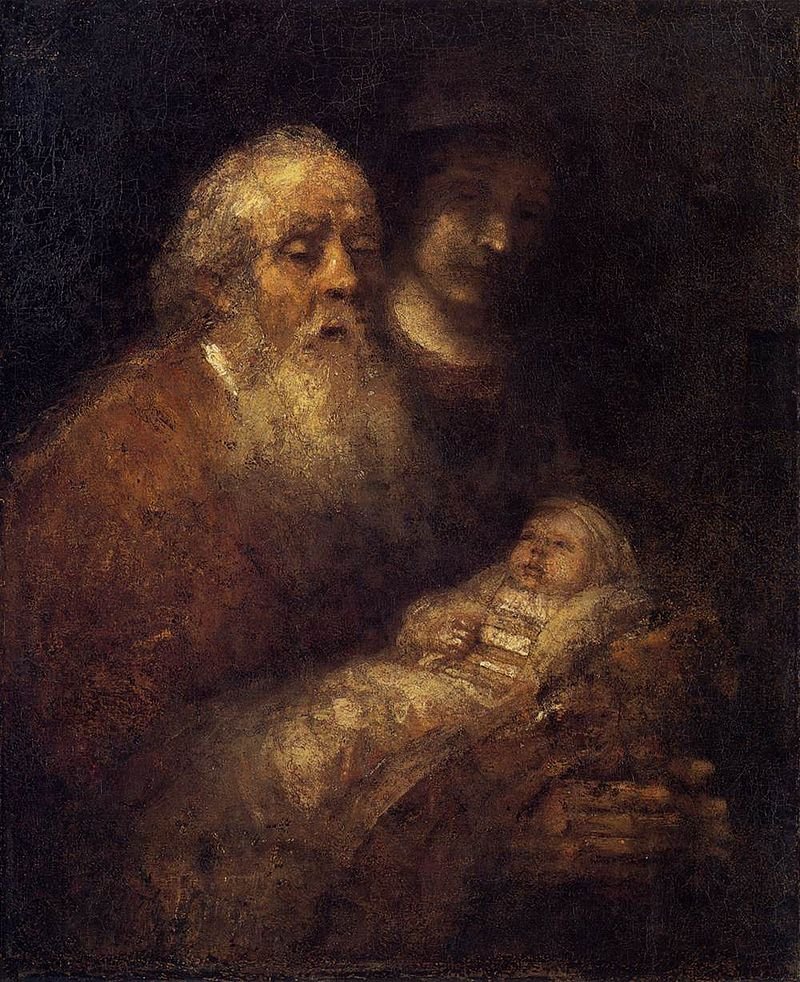 xmuse_'s tweet image. Rembrandt's final masterpiece, Simeon in the Temple, was discovered unfinished in his studio after his death in 1669.