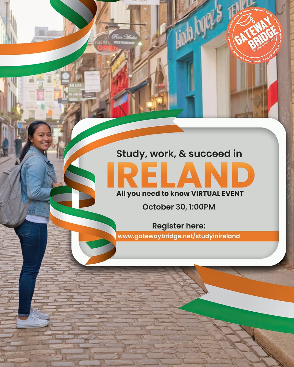 Your VIP access awaits—register immediately!
gatewaybridge.net/studyinireland

#IrelandInsider #StudentHacks #StudyinIreland