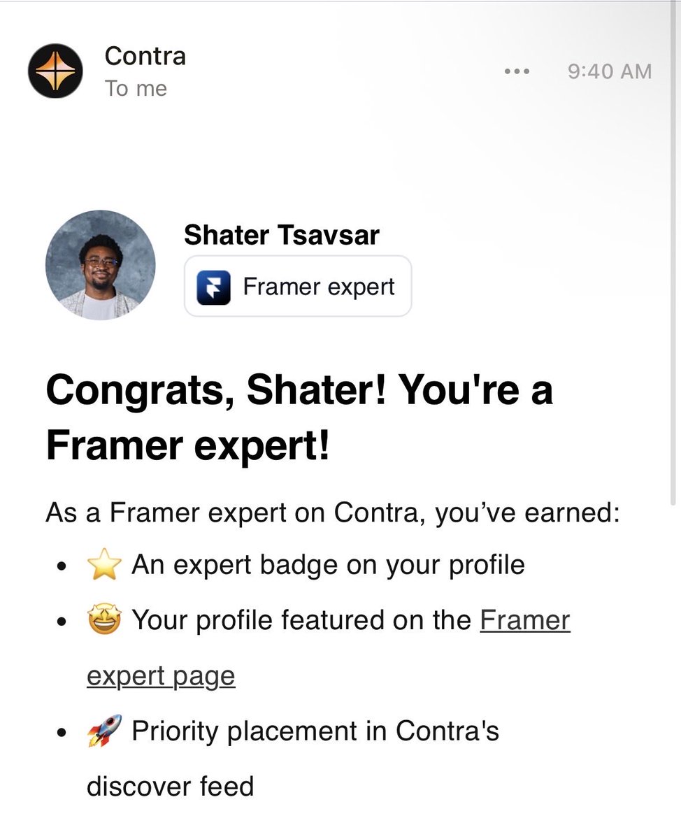 Tsavsar_'s tweet image. Officially an expert @framer on Contra 🥳