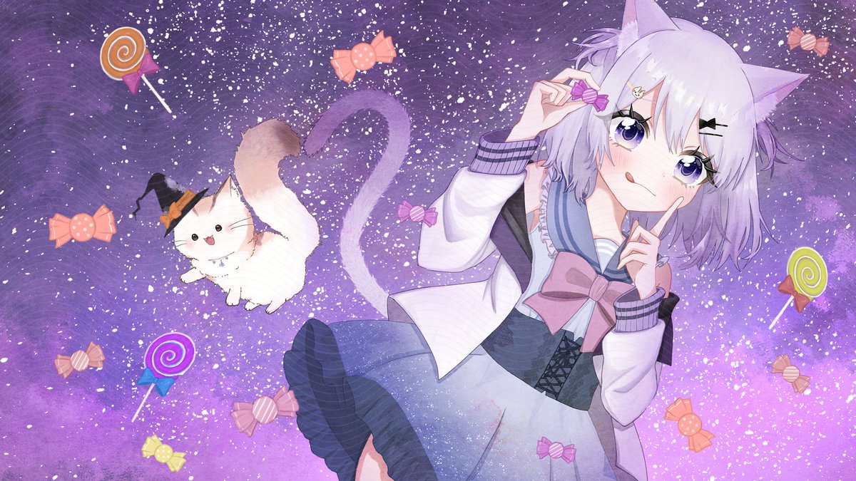 【タマ掲示板】
雪那るいちゃん(<a href="/_SetsunaRui/">雪那るい❄️🎀</a> )の
FANBOXの10月配布デスクトップ壁紙の📸を担当しました！
※投稿の画像は透過つけてます
確認のために描いた本猫の特権でデスクトップに設定してみたんだけどめっちゃ綺麗でかわいい💜🍭🍬
