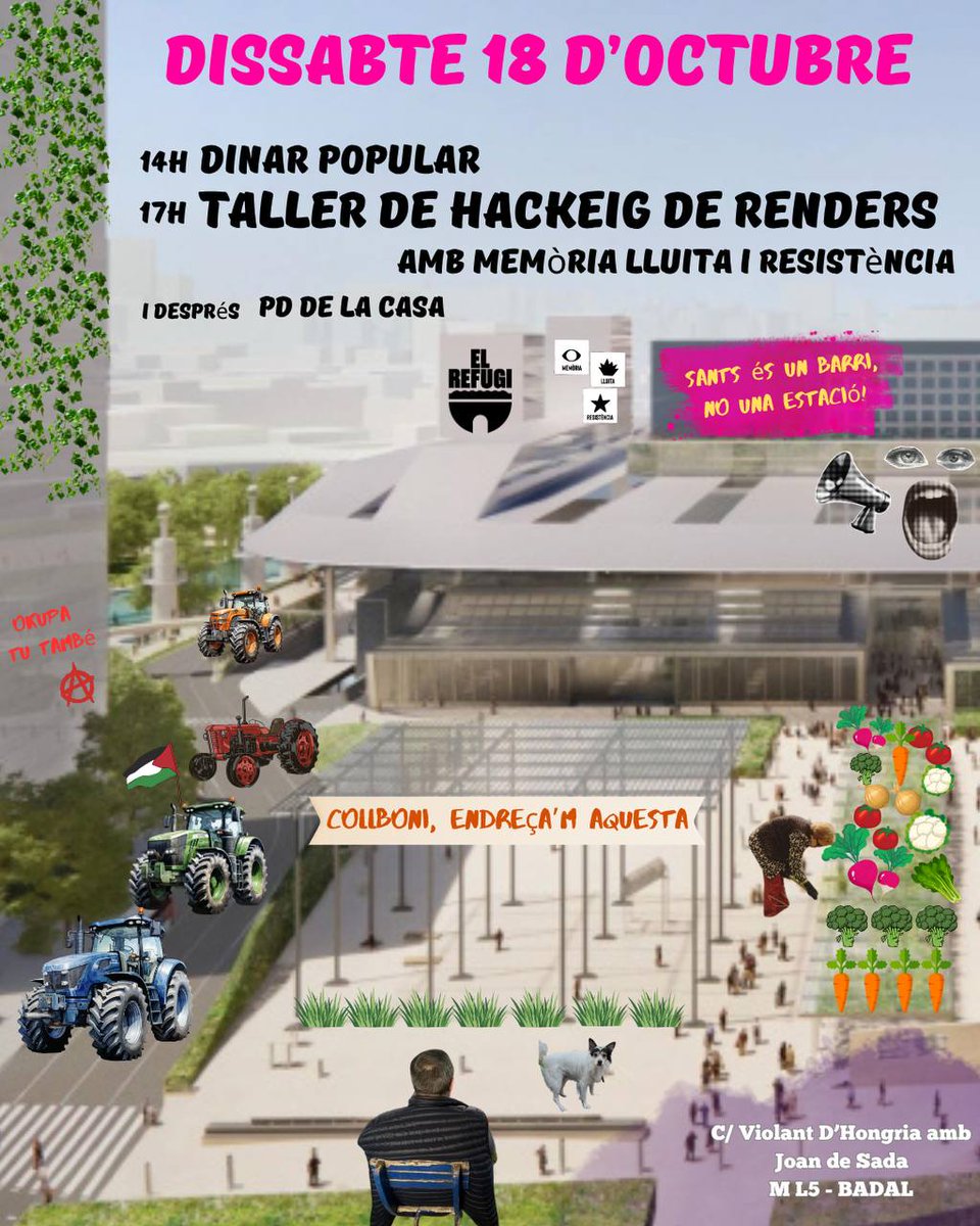 Dissabte 18 farem una jornada molt especial al Refugi!

Hi ha un taller de hackeig de renders dinamitzat per Memòria Lluita i Resistència, tb paella, veure y musiqueta.

Construïnt juntes vincles i estratègies per fer front a l'especulació ens amenaça! ❤️‍🩹✊🏼🫂

Us hi esperem!