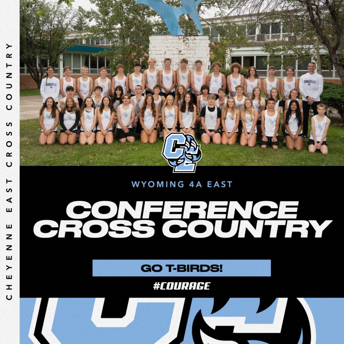 Cheyenne East hits the course today at 1:00 p.m. to compete in the 2025 4A East Conference Cross Country Meet in Sheridan!  Let's Go T-Birds!!  🩵🏃‍♀️🏃🖤
