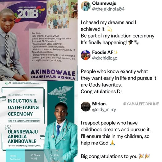 yabaleftonline's tweet image. Man fulfills childhood dream after declaring his ambition in secondary school.