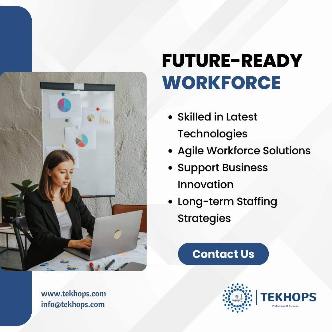 tekhopscom's tweet image. Future-Ready Workforce

1. Skilled in Latest Technologies
2. Agile Workforce Solutions
3. Support Business Innovation
4. Long-term Staffing Strategies

info@tekhops.com
tekhops.com

#FutureReady #WorkforceSolutions #TechStaffing #SmartHiring #TEKhops #USA #India