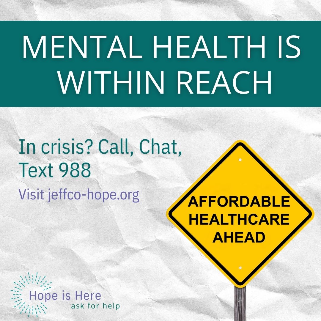 Cost shouldn’t stop you from getting mental healthcare. Many providers accept Medicaid or offer sliding scale. 
Find care: jeffco-hope.org
#HelpIsAccessible #JeffCoHope
988 — call, chat, or text for crisis support