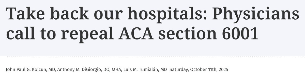 Don't miss our latest article in <a href="/BeckersHR/">Becker's Hospital Review</a> on the manifold reasons to repeal 6001.

It's time to take back our hospitals!