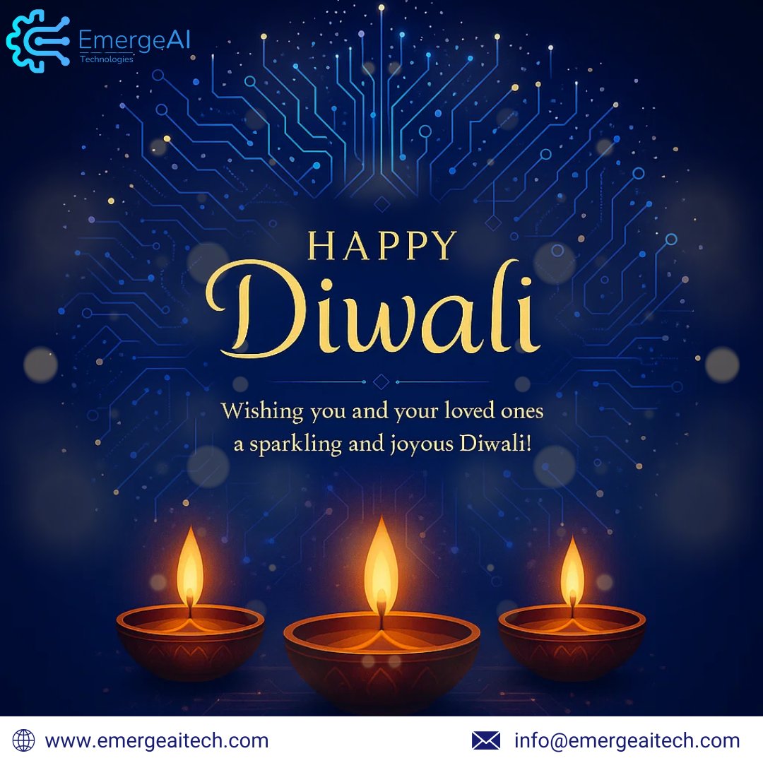 EmergeAI_Tech's tweet image. 𝐇𝐚𝐩𝐩𝐲 𝐃𝐢𝐰𝐚𝐥𝐢! 🪔
 
✨ May the light of Diwali illuminate your life with happiness, prosperity, and endless joy.
Wishing you and your loved ones a sparkling celebration filled with positivity and peace! 🌼

#HappyDiwali #Diwali #Diwali2025 #EmergeAITechnologies