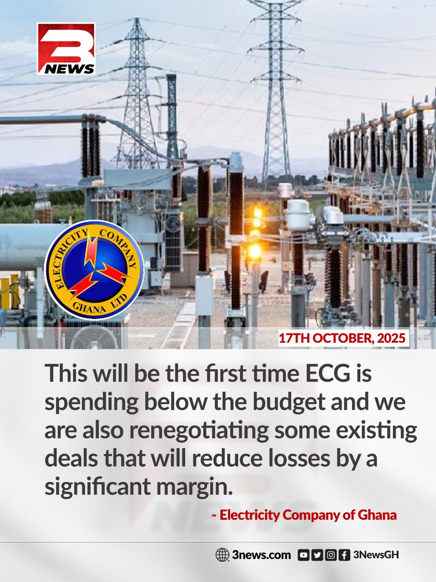 The Electricity Company of Ghana (ECG) announces a significant milestone, stating that for the first time, it is spending below its allocated budget. The company is also renegotiating existing deals to further reduce losses.

#3NewsGH #TV3GH