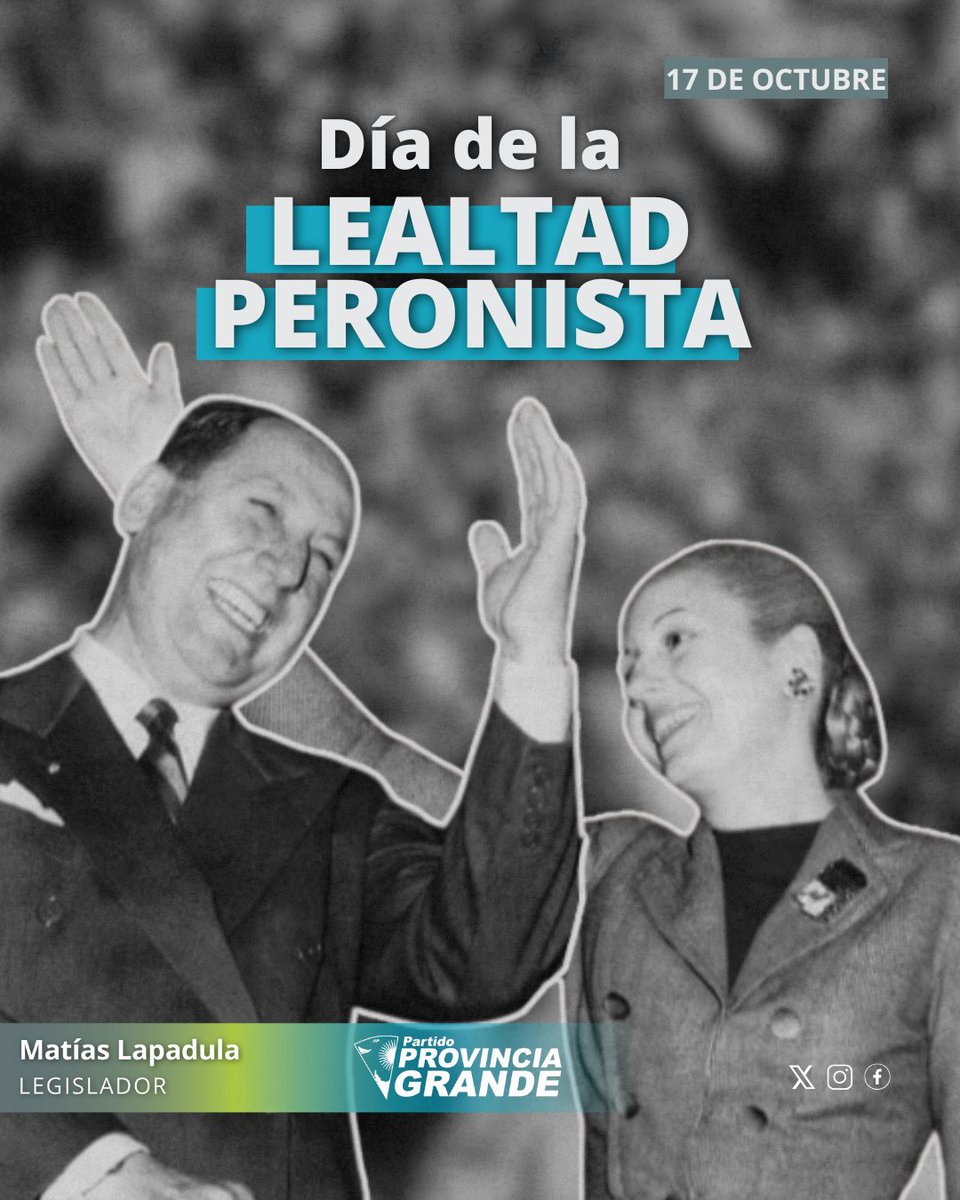 Lealtad es seguir creyendo, aun cuando el viento sopla en contra.

Somos herederos de Perón y Evita, guardianes de un legado que defiende la soberanía, al trabajador y los derechos del pueblo 🇦🇷✌️

#DíaDeLaLealtadPeronista