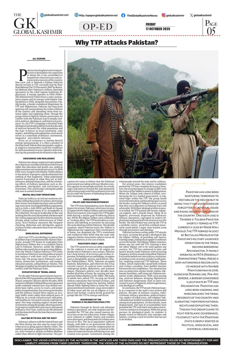 Why TTP Attack Pakistan? An analatic viewpoint
globalkashmir.net/opinion-why-tt… <a href="/ANI/">ANI</a> #Afghanistan