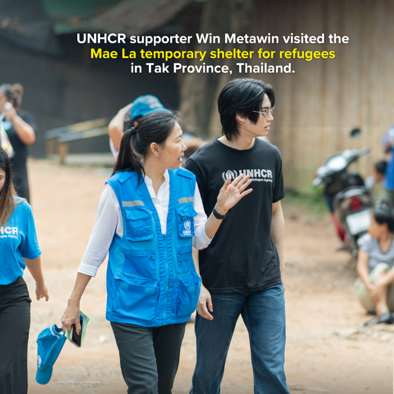 Refugees's tweet photo. UNHCR supporter @Winmetawin visited the Mae La temporary shelter in Thailand to meet families and see @UNHCRThailand's work firsthand. His visit came as Thailand moves to allow refugees from Myanmar to work legally, a step toward dignity and inclusion. 💙