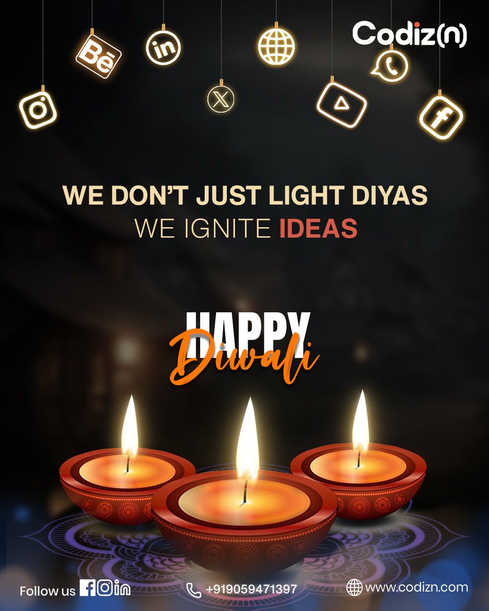 CodizN74259's tweet image. From lighting diyas to catch fire ideas .Codizn wishes you a Shining Diwali.
#DiwaliCelebration #codizn #Diwali #Diwali2025 #WebDevelopment #onlinemarketing #GraphicDesigner