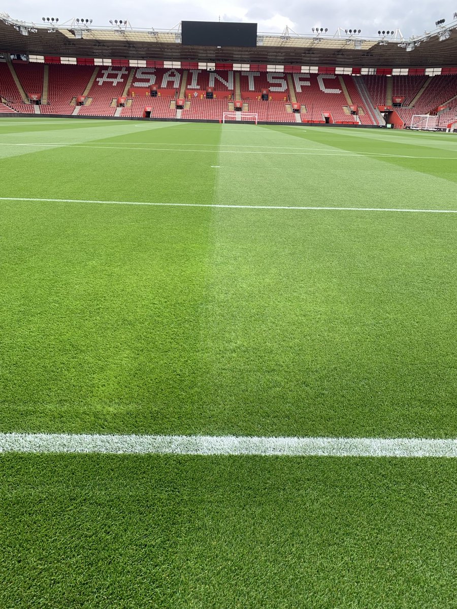 The pitch has had a good couple of weeks rest (we haven’t) giving us time for some essential maintenance. Really pleased with the new grass in the goal mouths. ⁦<a href="/dogpockets/">Danny Silvestri</a>⁩ ⁦<a href="/JakeCurtis/">Jake Curtis</a>⁩ ⁦<a href="/GJMills2000/">Graeme Mills</a>⁩ #SaintsFC