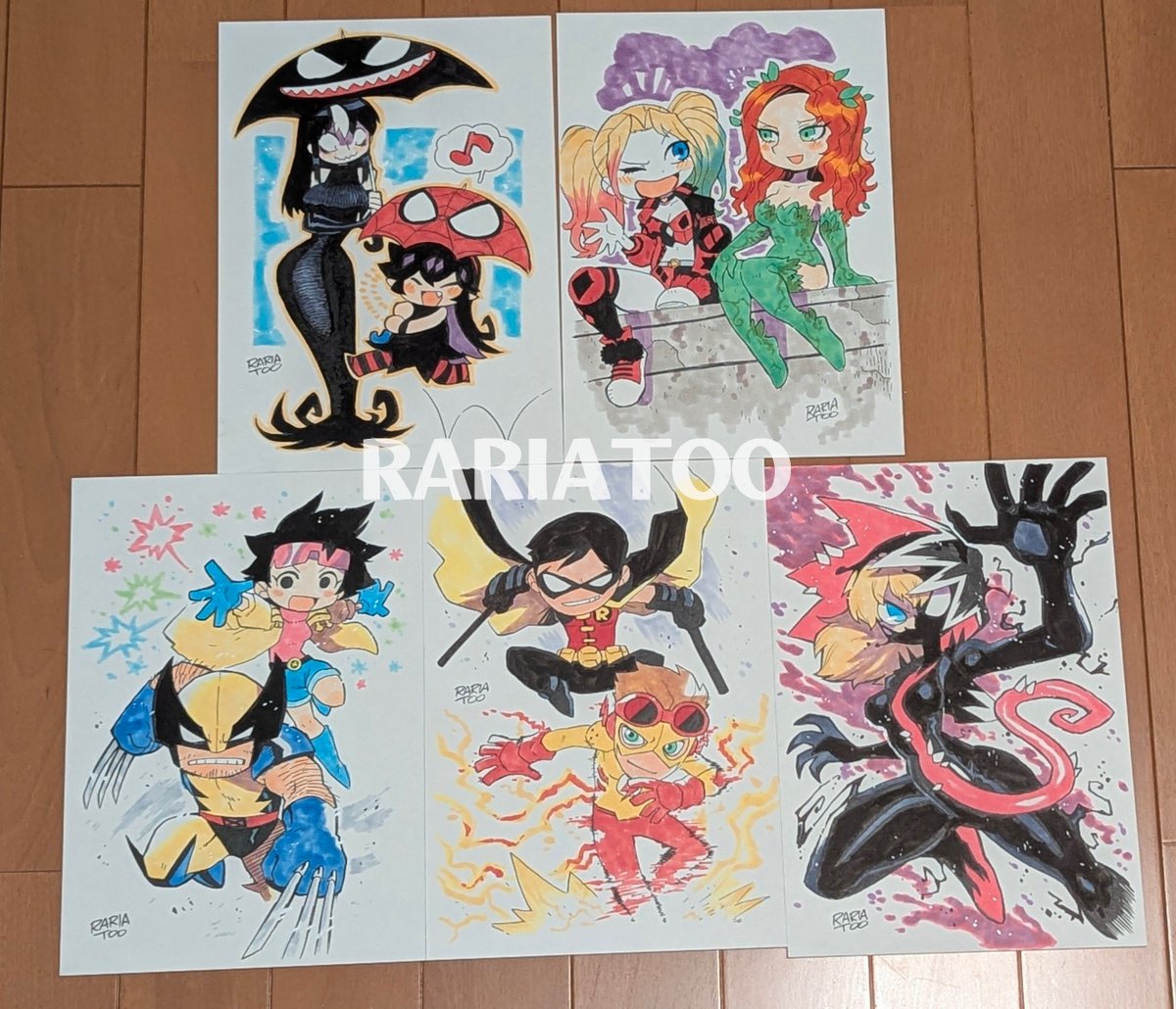 イベント用コミッションで描いた16枚のイラスト。
デジタル着色とは全然違う挑戦だった…！
