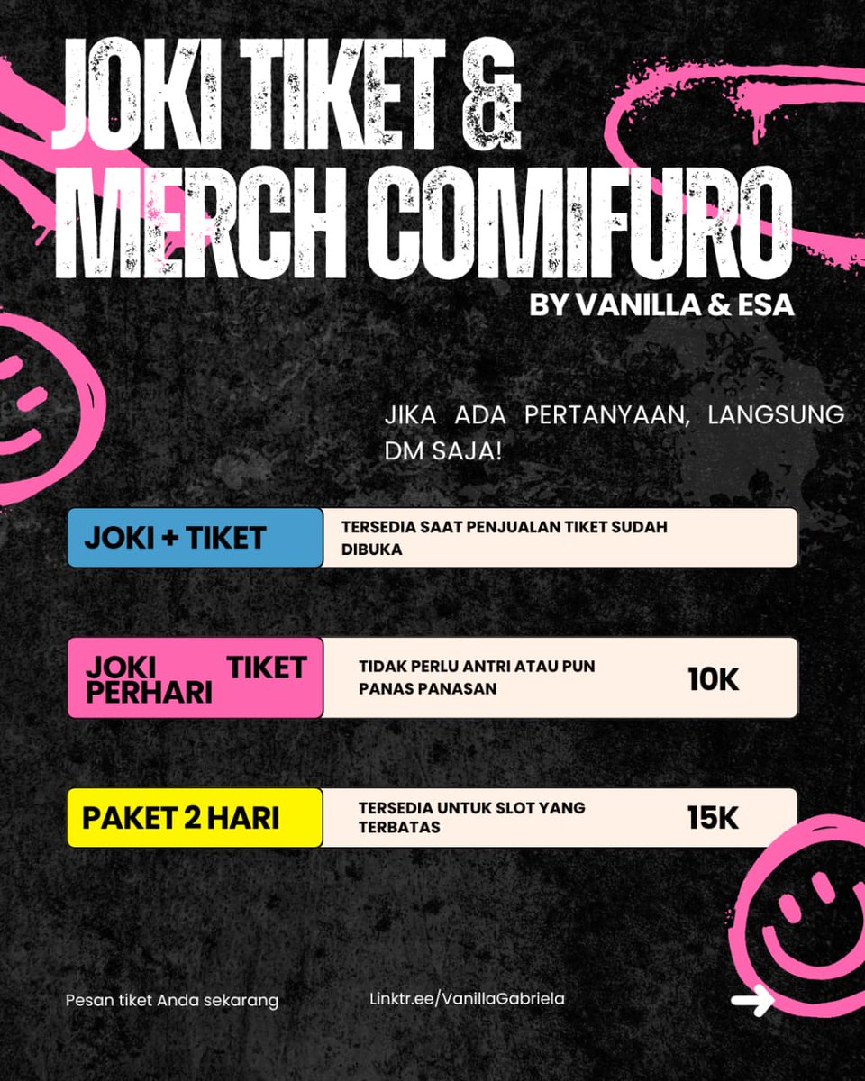 tpznmby's tweet image. Haloo guyss, Aku balik lagi, dan sekarang bareng @hyacinie, selain buka Joki Tiket, sekarang kami ada Jastip Merch loh! Untuk kamu yang gk mau panas panas an di CF, atau buat kamu yang mau jajan Merch tpi gk bisa dateng cf, Langsung scan QR Code dibawa aja guyss!
#CF21 #CFXXI