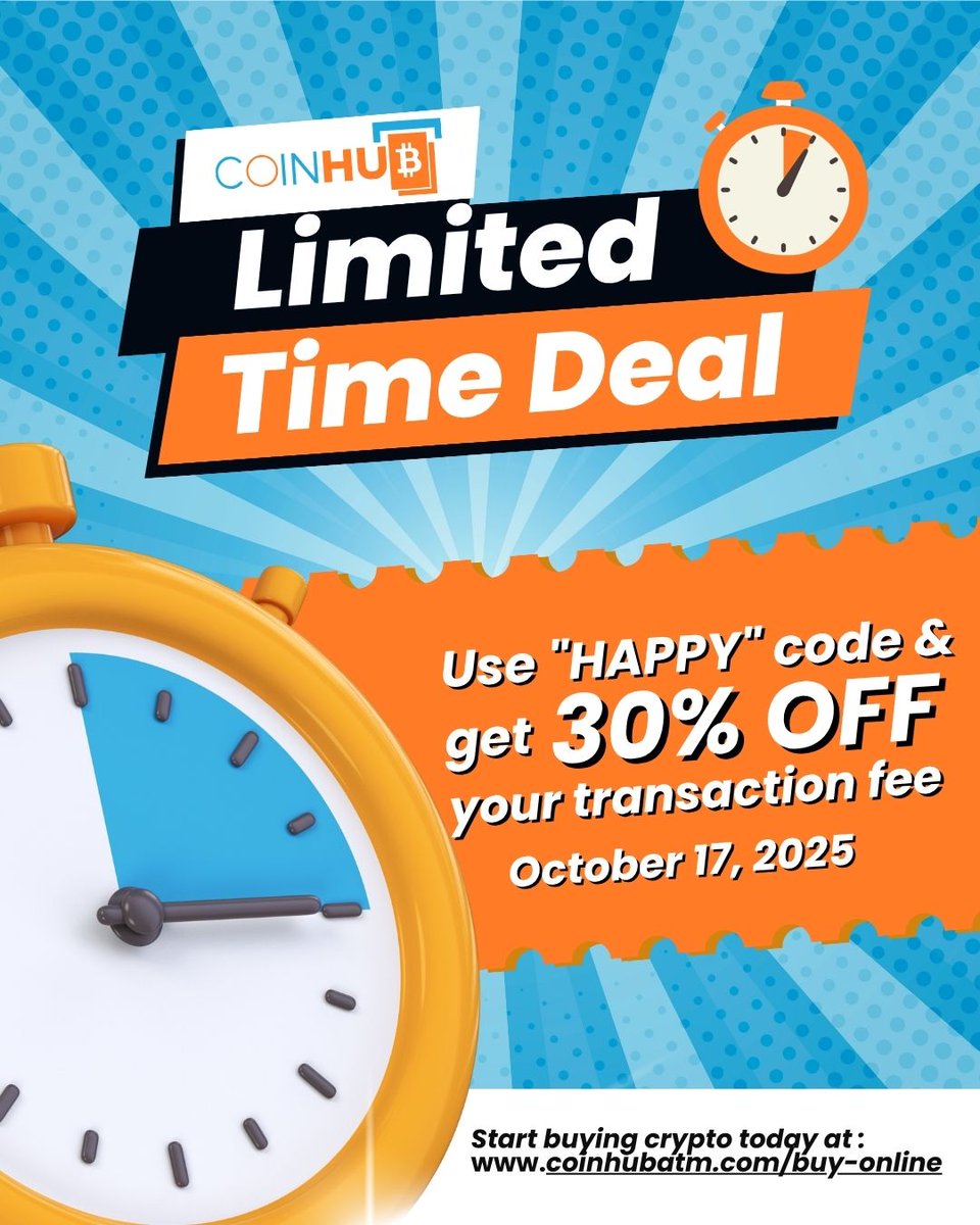 STACK MORE CRYPTO FOR LESS! Enjoy lower fees and fast, secure transactions at Coinhub Bitcoin ATMs.

Whether you’re a crypto pro or just starting out, it’s never been easier to buy Bitcoin and more.

Hurry, the promo won't last long 💸

Start  at coinhubatm.com/buy-online