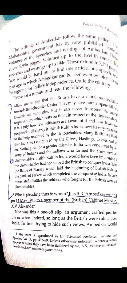 अंडेबेचकर अंग्रेजों को एक पत्र लिखते हैं। उस पत्र में वो कह रहे हैं "हम दलितों ने अगर अंग्रेज़ सरकार का सहयोग नहीं किया होता तो कभी भी अंग्रेज राज भारत में स्थापित नहीं होता" 

अगर तुम्हारा इतिहास महान होता तो तुम अपना खुद का सरनेम गर्व से लिखते, दूसरों का सरनेम नहीं चुराते।