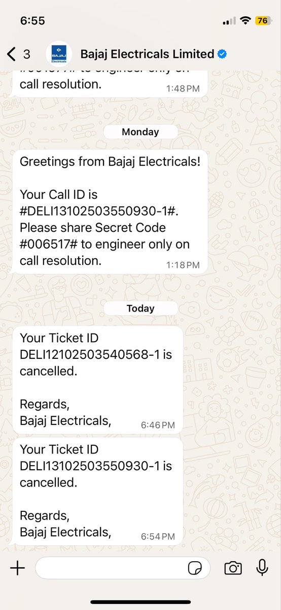 SUNANDADASTIDAR's tweet photo. @MorphyRichards_ @BajajElectrical @BajajElecBiz @SanjaySachdeva Extremely disappointed by your service. I had filed a complaint for my microwave DELI13102503550930-1 on 8th October. It had still not been resolved yet the complaint has been canceled 3 times. Emails are no use https://t.co/XSeojhKWDr