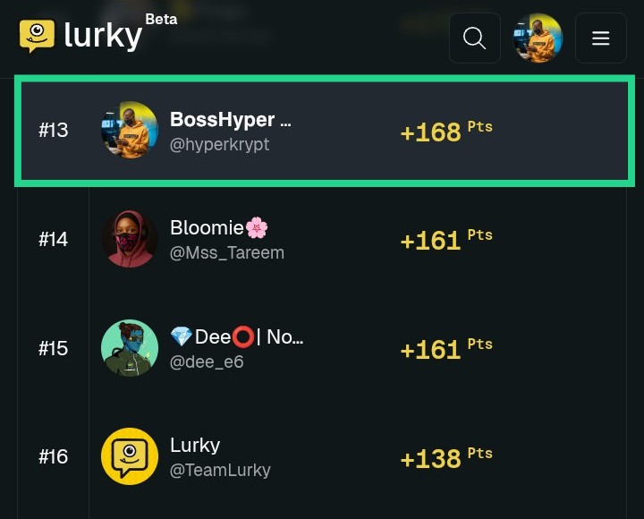 hyperkrypt's tweet image. Me too, no small, I’m above @TeamLurky on the Tier 3 leaderboard.
Why are you not on Lurky?
Check the quoted post to learn more and get started today.