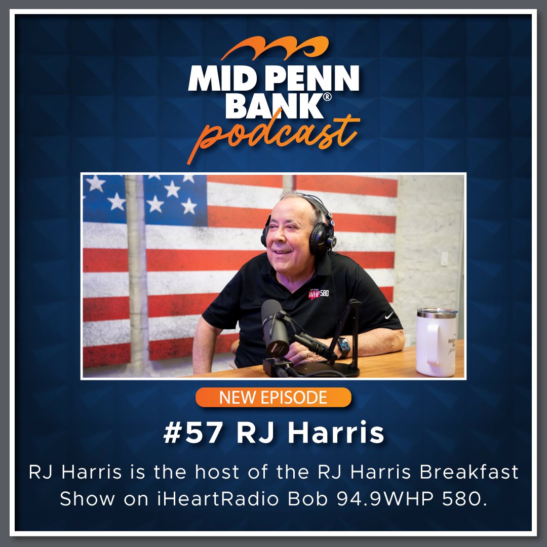Mid_Penn_Bank's tweet photo. Please listen to our latest podcast episode for a conversation with @RJHarrisWHP580, host of the RJ Harris Breakfast Show on iHeartRadio @BOB949FM  @WHP580.

Link to audio podcast: https://t.co/lO92VCpvl1

Link to video podcast: https://t.co/lbb1sP65uh

#CommunityBanking #MPBPodcast @MPBRory