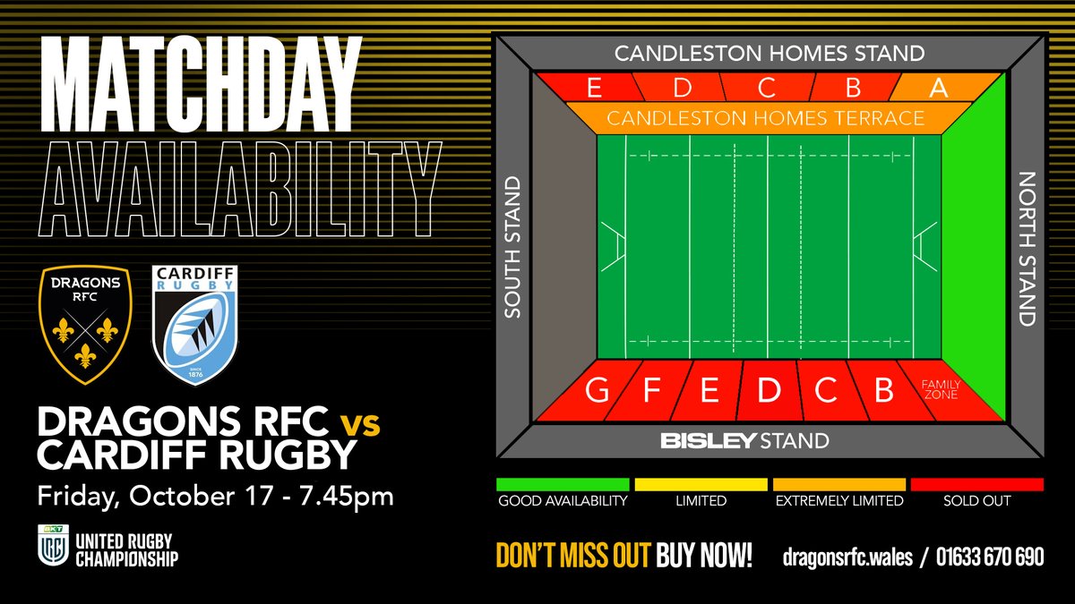 dragonsrfc's tweet photo. 🚀𝙏𝙄𝘾𝙆𝙀𝙏𝙎 𝘼𝙍𝙀 𝙁𝙇𝙔𝙄𝙉𝙂 🚀

Bisley Stand at capacity! Last few in Candleston Homes Stand. Terrace going fast! North available! Join us! 

We will be selling tickets right up until kick-off!👍 

🎟️ https://t.co/9dJJp89quY 
📞 01633 670690 (until 4pm)

#WeAreGwentRugby https://t.co/k3dZbyad95
