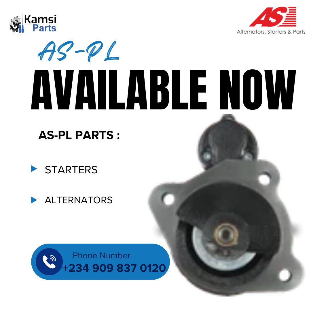 Kamsipartsng's tweet image. Kamsiparts partners with AS-PL Poland (as-pl.com) to distribute affordable, original vehicle parts in Nigeria.
For more information Contact/DM us on +234 909 837 0120
#starters #kamsiparts #alternators #ASPL #automotive #autocare